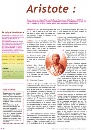 Rédaction, illustration et mise en page de l'article "Aristote : ce savant marcheur" - Réflexiences #07 - Janvier 2007