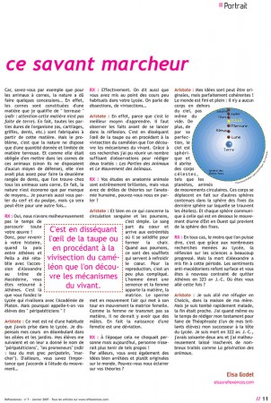 Rédaction, illustration et mise en page de l'article "Aristote : ce savant marcheur" - Réflexiences #07 - Janvier 2007