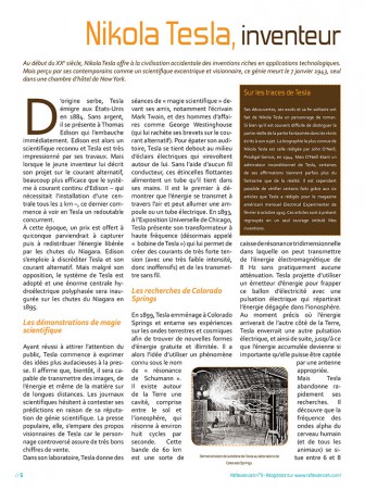 Rédaction, illustration et mise en page de l'article "Nikola Tesla, inventeur des temps modernes" - Réflexiences #09 - Avril 2007