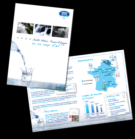 Nestlé Waters France - Création graphique et mise en page de la plaquette "Nestlé Waters France Belgique en un coup d'oeil" (10 p) - Janvier 2012