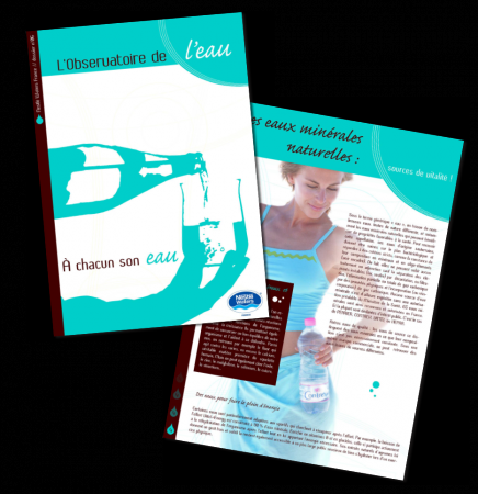 Nestlé Waters France - Création graphique et mise en page d'une série de 10 plaquettes "L'Observatoire de l'Eau" (12 p) - 2008 à 2010