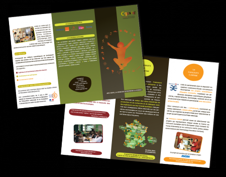 Fondation C.Génial - Création de la charte graphique de la fondation - Création graphique et mise en page du dépliant 3 volets recto verso - Août 2012