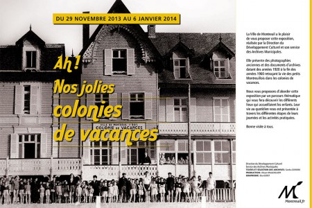 Mairie de Montreuil - Panneau d'ouverture de l'exposition "Ah ! Nos jolies colonies de vacances" - Novembre 2013