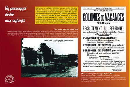 Mairie de Montreuil - Panneau extrait "Un personnel dédié aux enfants" de l'exposition "Ah ! Nos jolies colonies de vacances" - Novembre 2013