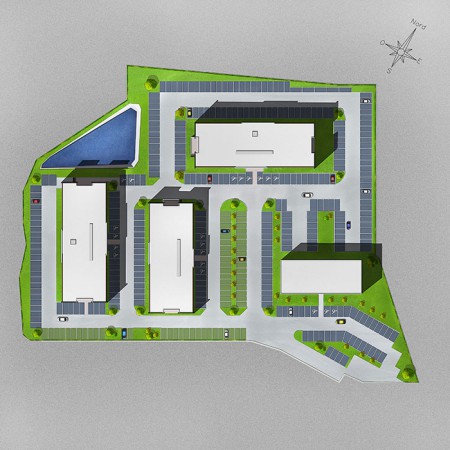 Groupe Lazard - Mise en couleurs du plan masse pour le projet Vertou Bel Air Plazza - Juillet 2008