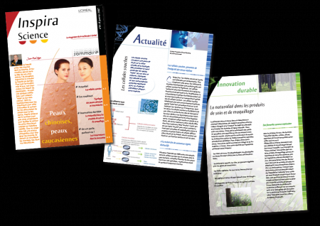 L'Oréal - Création graphique et mise en page de la newsletter "Inspira Science" - Décembre 2006