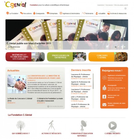 Charte graphique appliquée au site Internet de la Fondation - www.cgenial.org